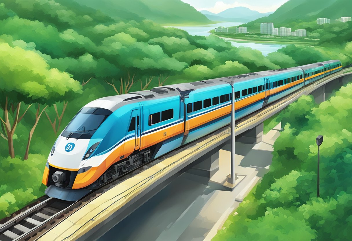 A train travels from Singapore to Hatyai through lush green landscapes and bustling cityscapes
