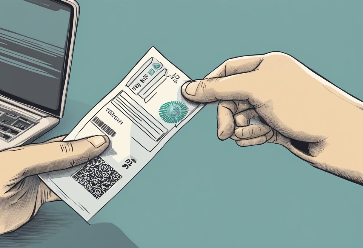 A hand reaches out to receive a student pass from an official