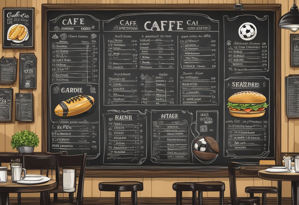 A chalkboard menu displays cafe football's special offers in Singapore