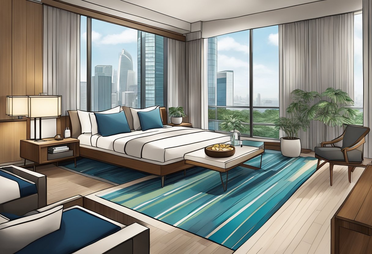 The Andaz Hotel in Singapore features modern amenities and luxurious accommodations with sleek, contemporary design and stunning city views