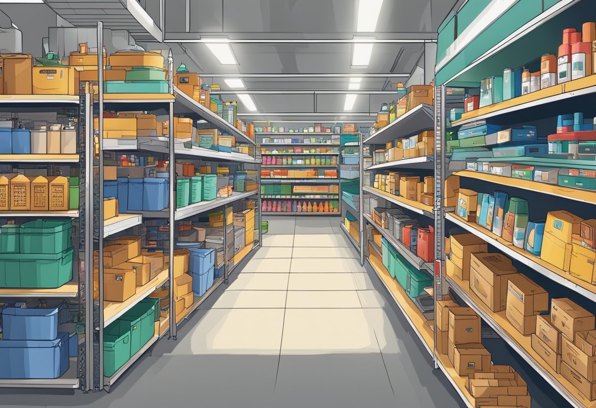 A bustling hardware store in Singapore, with shelves stocked with tools and materials for DIY projects. Brightly lit and organized aisles invite customers to explore
