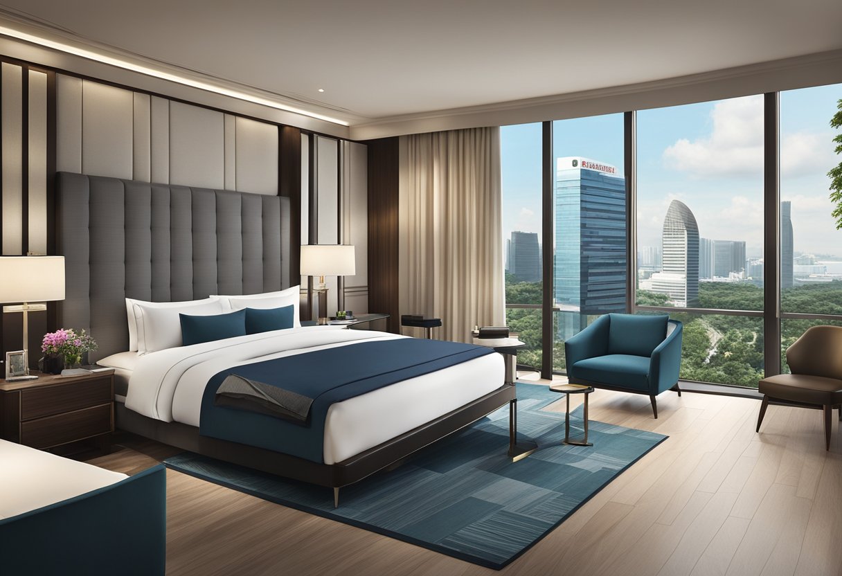 The Hotel Chancellor Singapore stands tall, its modern architecture and sleek design catching the eye. The surrounding cityscape provides a stunning backdrop as the hotel exudes luxury and sophistication