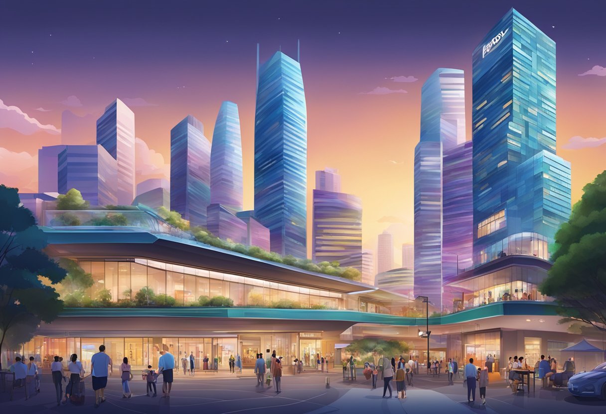 A vibrant cityscape of Keybox Singapore, with modern architecture and bustling streets, showcasing the energy and excitement of urban exploration