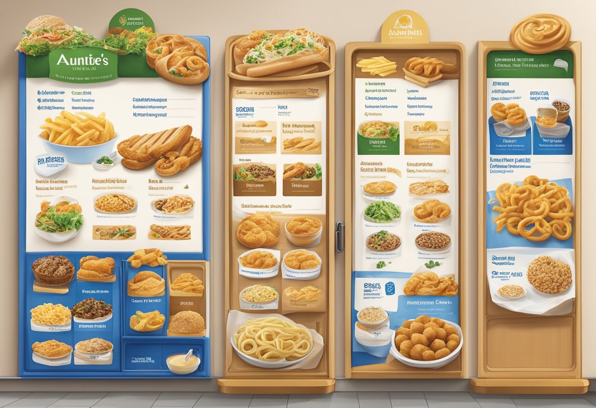 The menu board displays various dietary options at Auntie Anne's in Singapore
