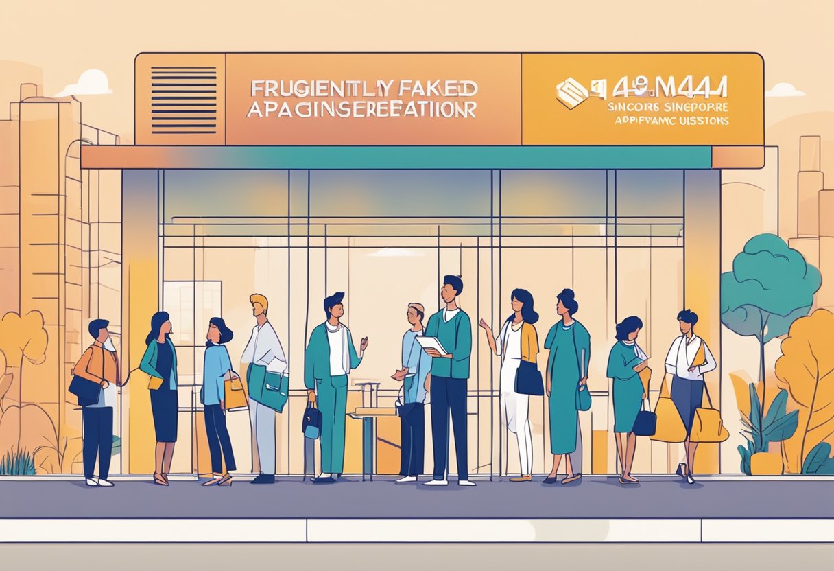 A group of people standing in front of a large sign that reads "Frequently Asked Questions apm singapore" with a line of text underneath