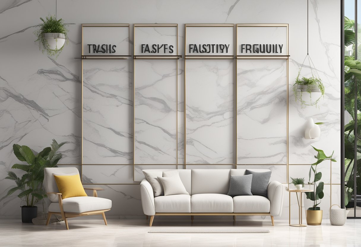 A white marble sign with "Frequently Asked Questions" in bold letters, set against a clean, modern backdrop in Singapore