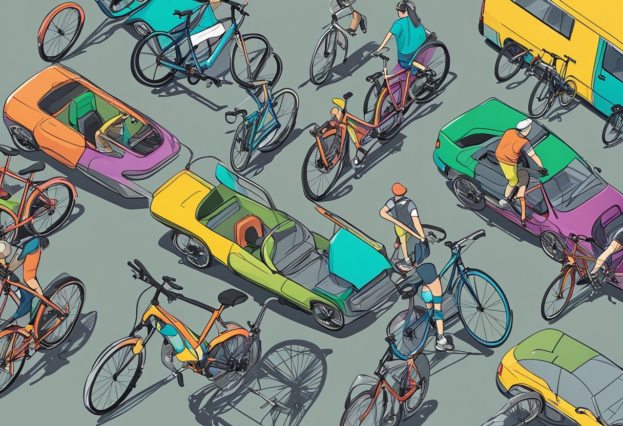 Customers browsing through rows of colorful bicycles at Rodalink, with a wide selection of mountain, road, and city bikes on display