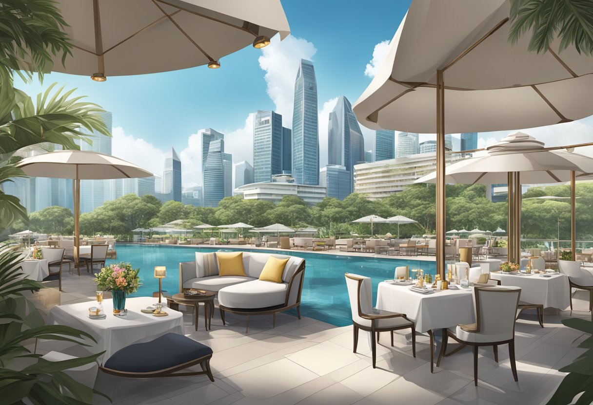 Luxurious poolside cabanas, personalized butler service, and panoramic city views at the opulent Singapore hotel