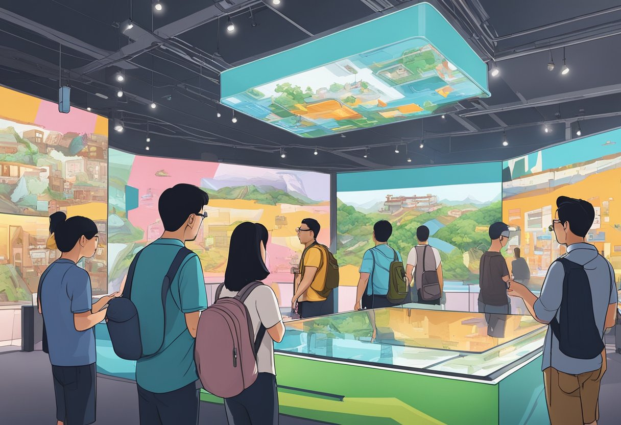 Visitors exploring interactive exhibits at Level Up Singapore