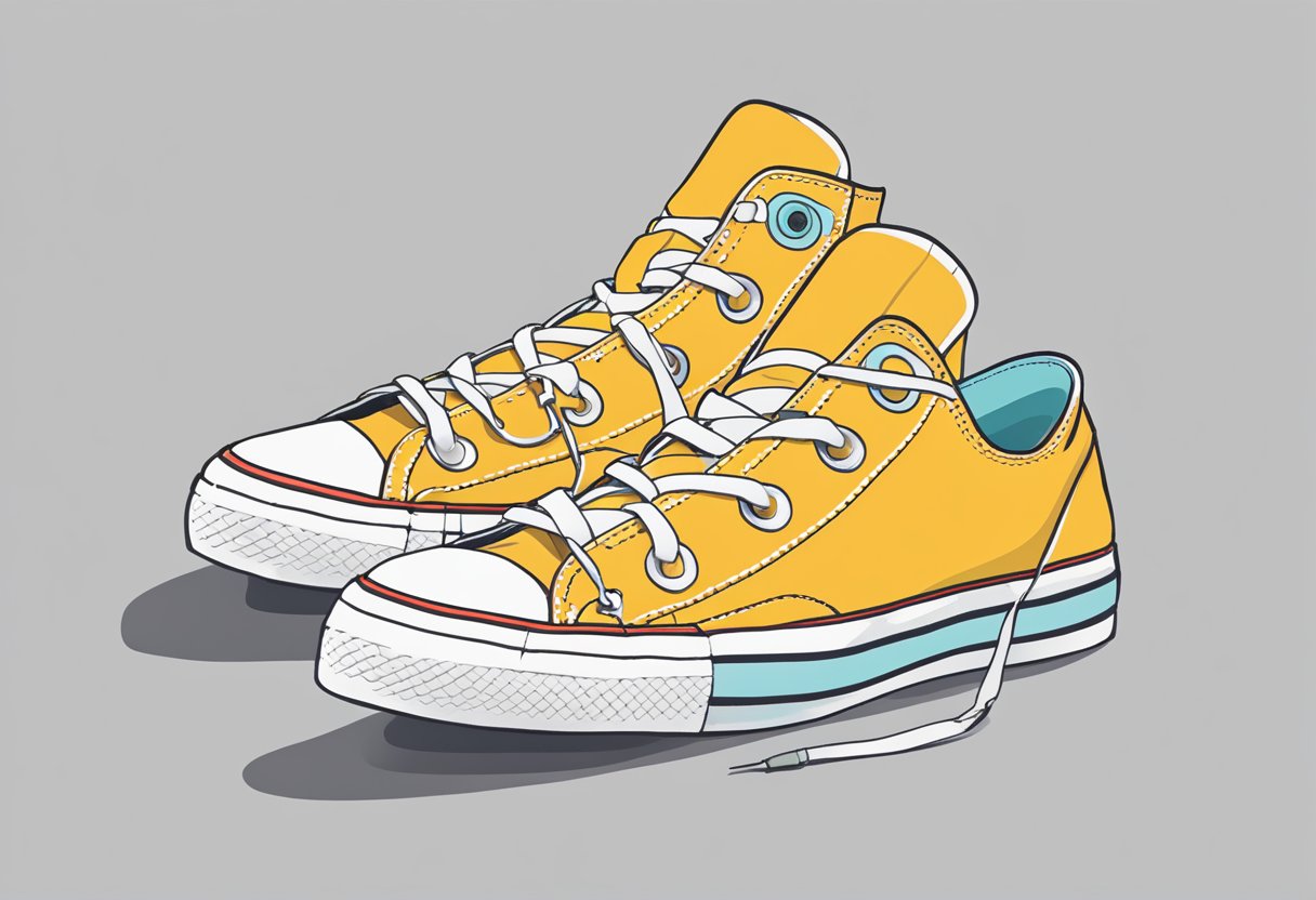 A pair of iconic Converse sneakers sits on a clean, minimalist background, with the brand's logo prominently displayed