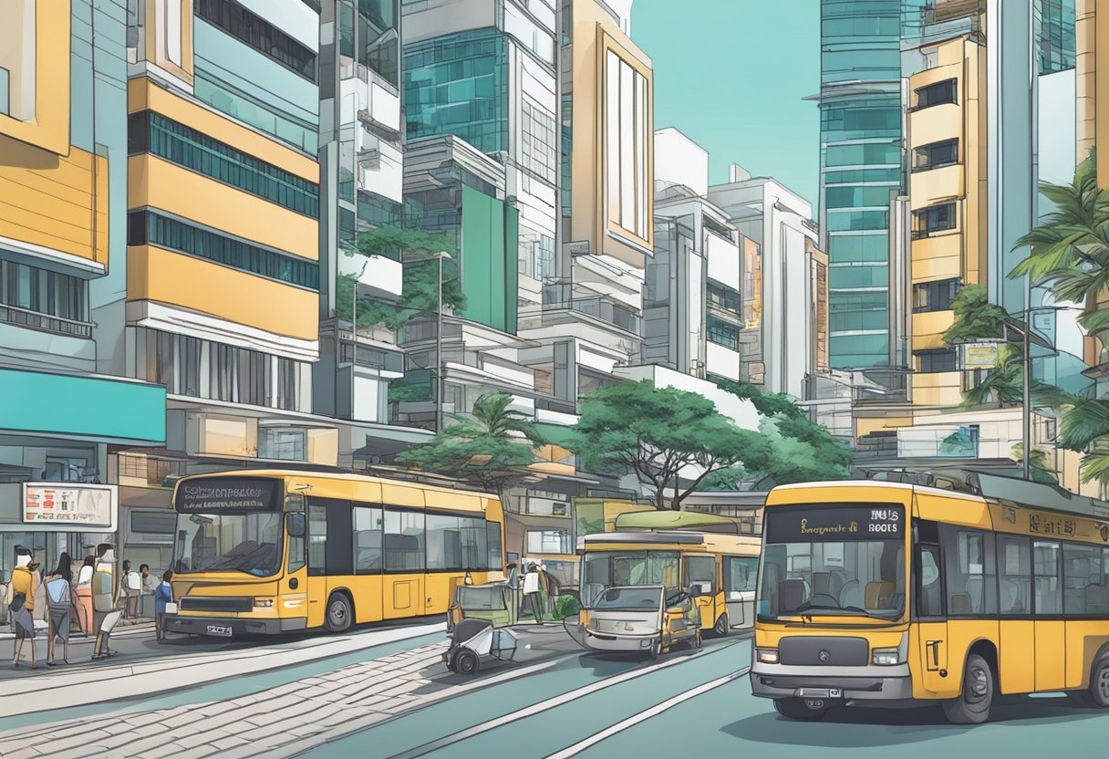 A busy street with a sign "Frequently Asked Questions ubi road 1 singapore" in Singapore
