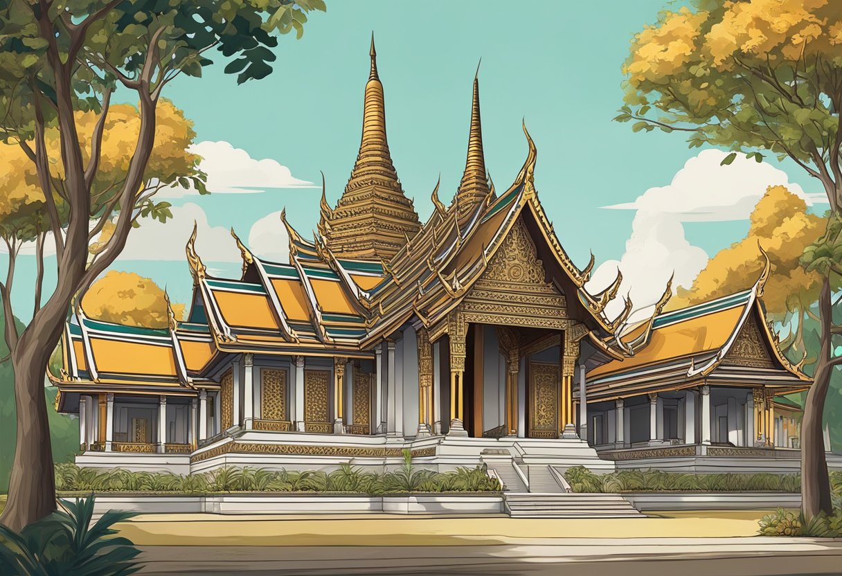 The Thai temple in Singapore stands tall, adorned with intricate carvings and vibrant colors, symbolizing the rich cultural and historical significance of Thai temples in the city