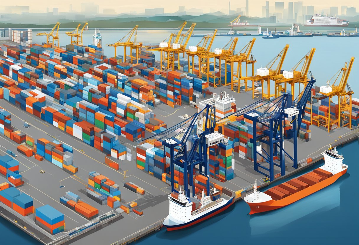 A bustling port with cargo ships and cranes at Chevron Singapore