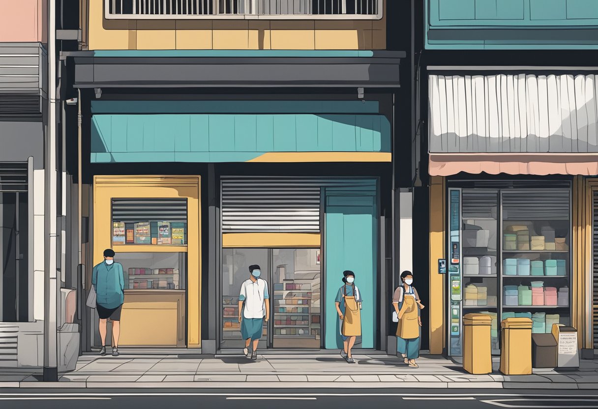 Empty streets, closed shops, masked figures. Singapore's Covid-19 situation illustrated through a deserted urban landscape