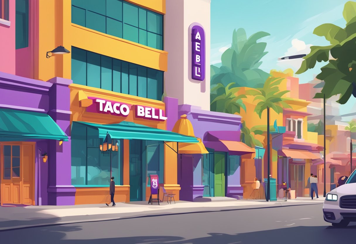 A colorful taco bell sign with the words "Frequently Asked Questions" in bold letters, set against a vibrant Singaporean street backdrop