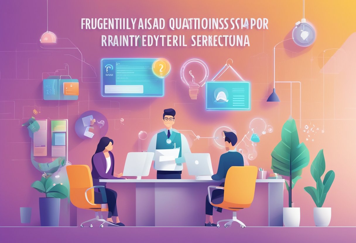 A colorful sign reading "Frequently Asked Questions dr secret singapore" with a logo and contact information, set against a clean, modern backdrop