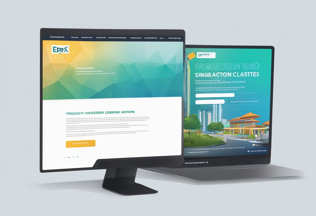 A computer screen displaying the "Frequently Asked Questions" page of the Epitex Singapore website, with a logo and contact information visible