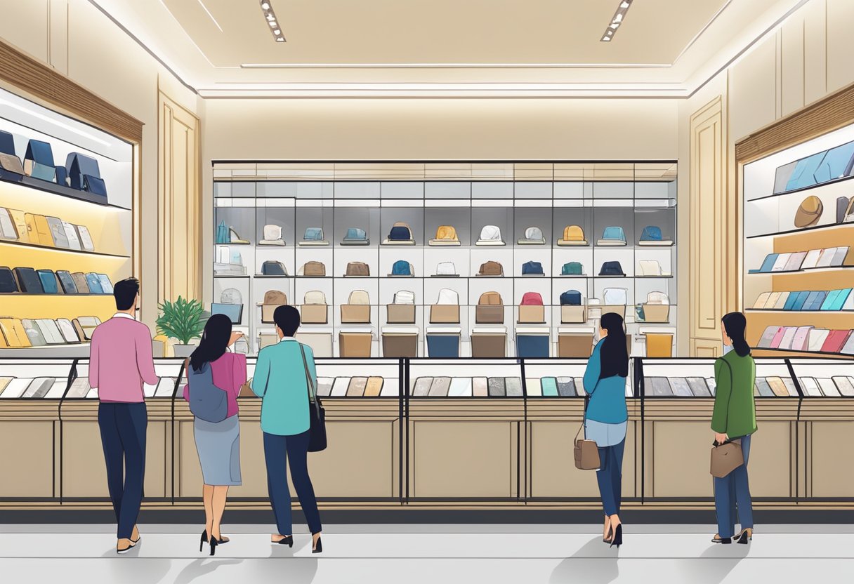 People browsing luxury watch displays in vibrant Singapore watch shops