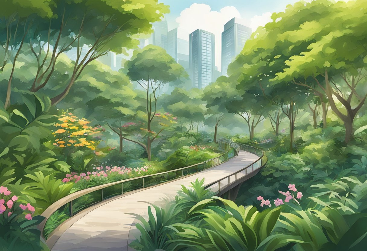 Lush greenery, winding paths, and vibrant flora in Singapore's urban parks