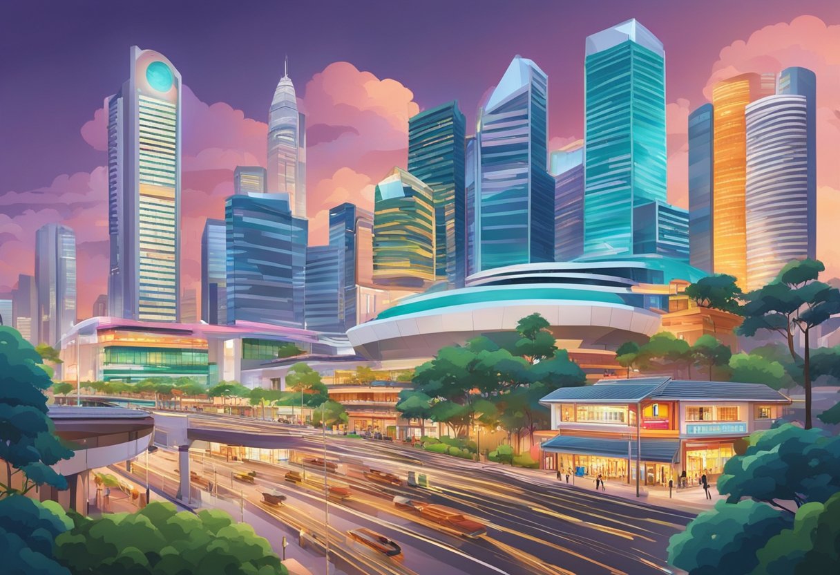 The bustling streets of Singapore come alive with colorful signs and vibrant architecture, showcasing the city's alter ego as a dynamic and modern metropolis