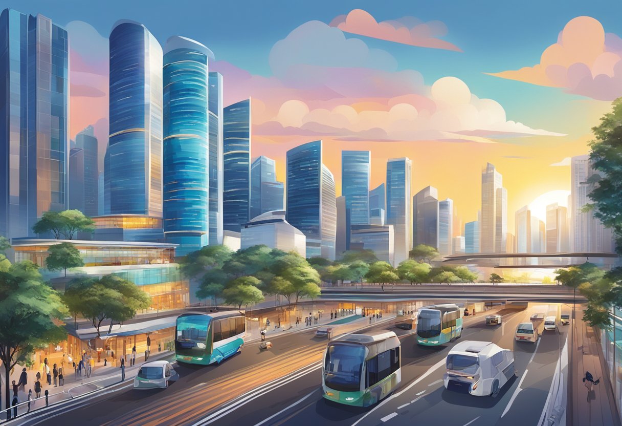 A bustling cityscape with modern buildings and vibrant street life, showcasing the dynamic energy of Singapore's Operational Insights sia