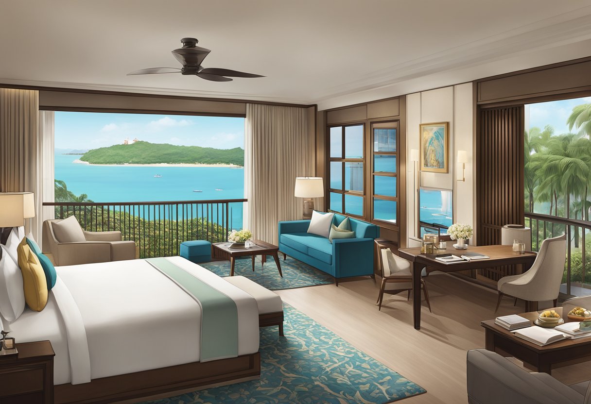 The luxurious accommodations at Shangri La Rasa Sentosa, Singapore feature modern amenities and breathtaking ocean views