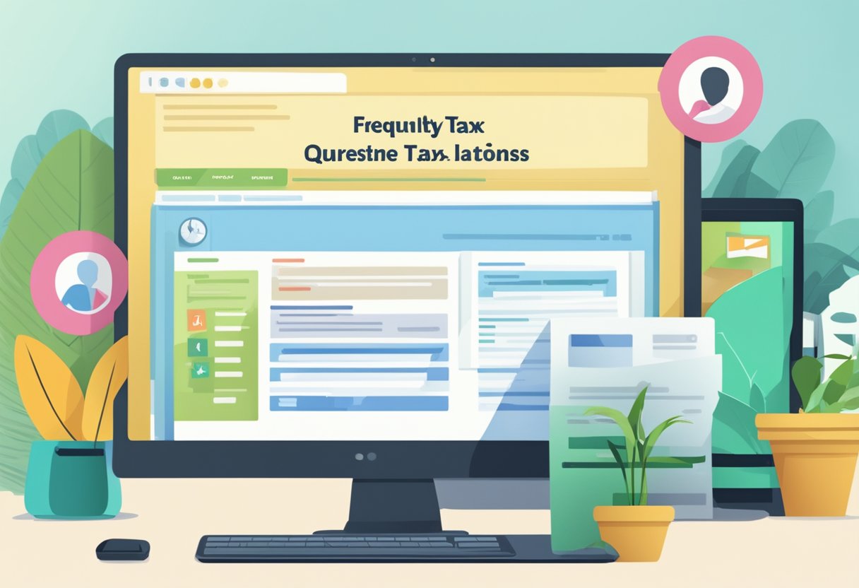 A computer screen displaying a webpage titled "Frequently Asked Questions Singapore Tax" with a list of questions and answers