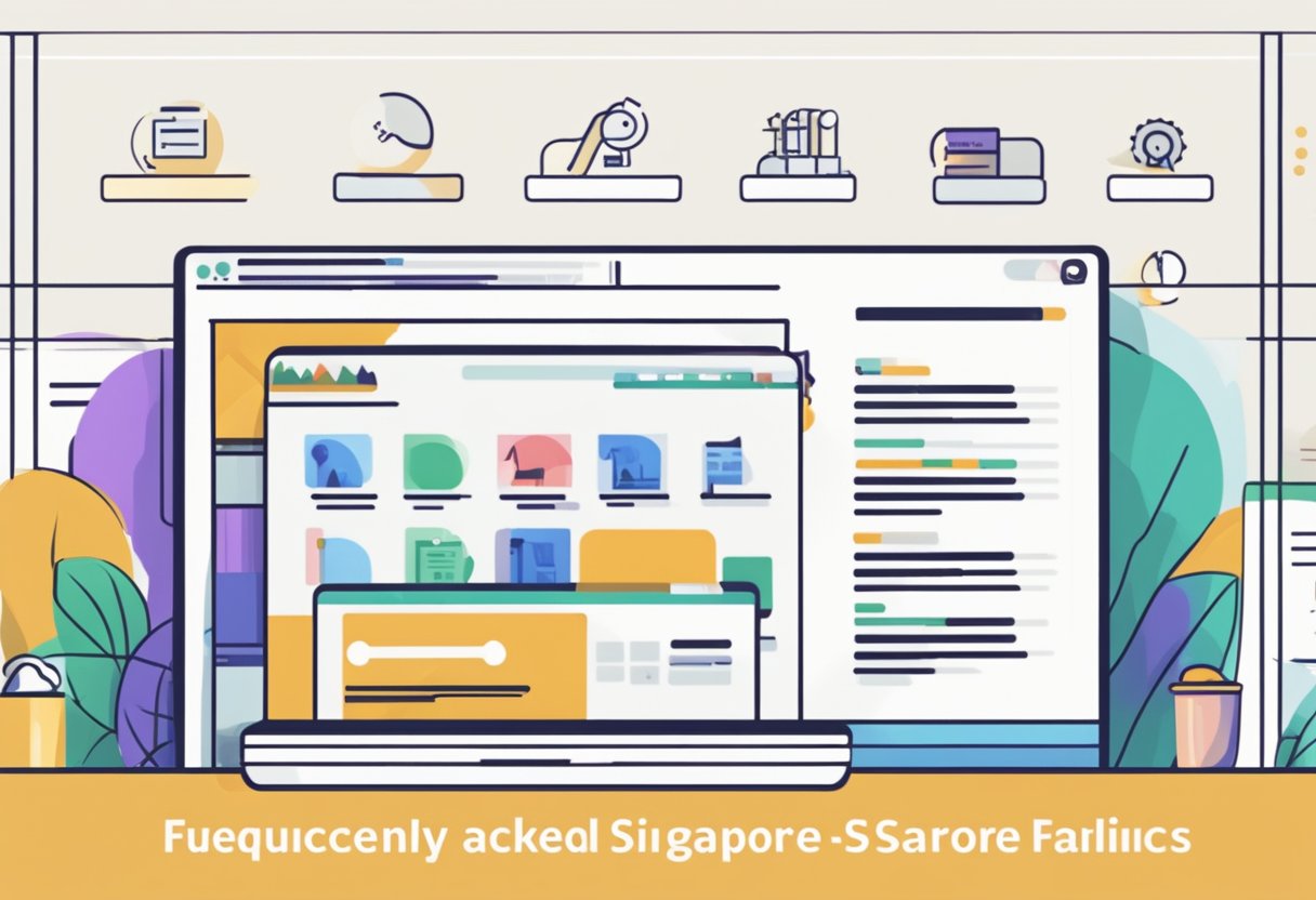 A computer screen displaying a webpage titled "Frequently Asked Questions asiapac singapore" with a logo and search bar