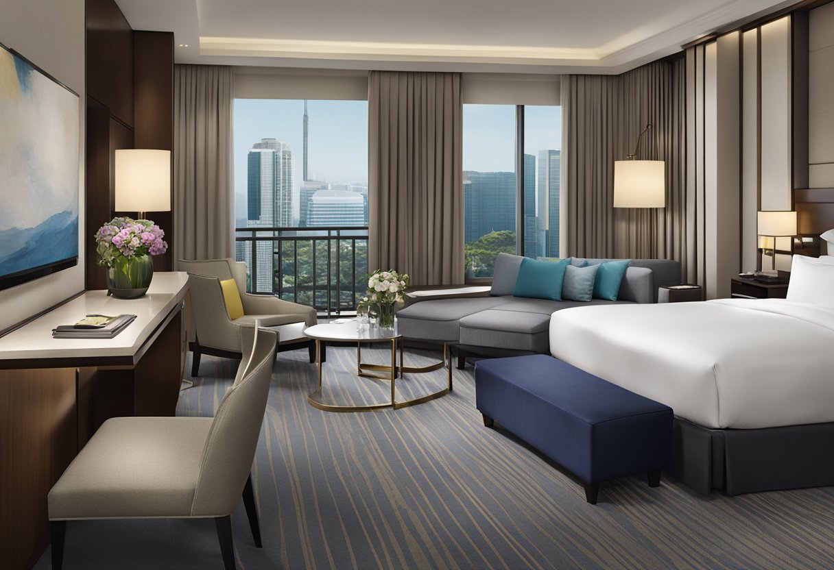 The luxurious Rooms and Suites at Pullman Hotel Singapore feature elegant furnishings and modern amenities