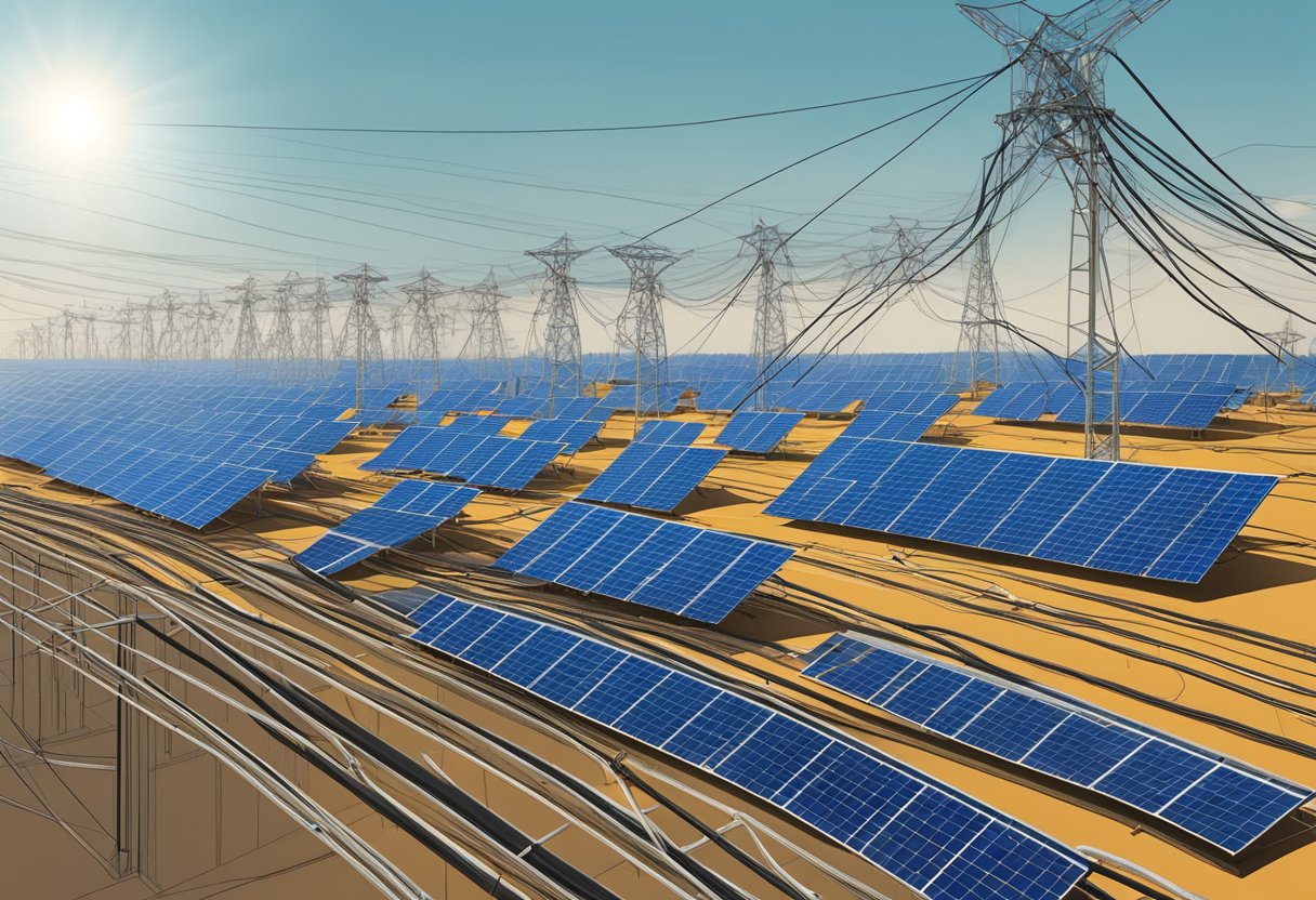 The massive solar panels of the Singapore Sun Cable Project crumble and fall, leaving a tangle of metal and wires in their wake