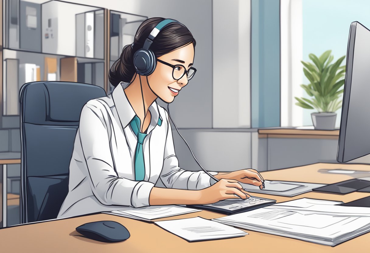 A customer service representative answering questions about canvas photo printing in Singapore
