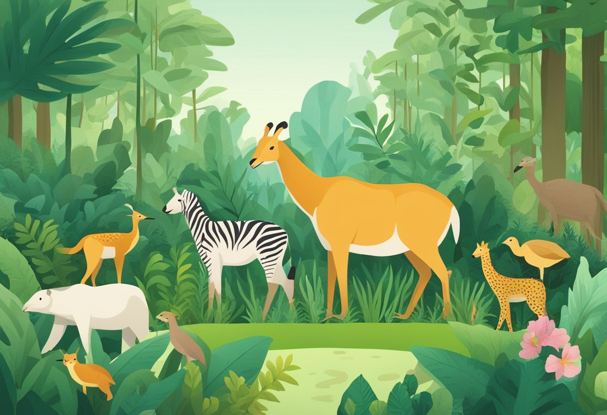 A group of herbivorous animals in a lush, green environment, with a sign reading "Frequently Asked Questions herbivore singapore" in the background