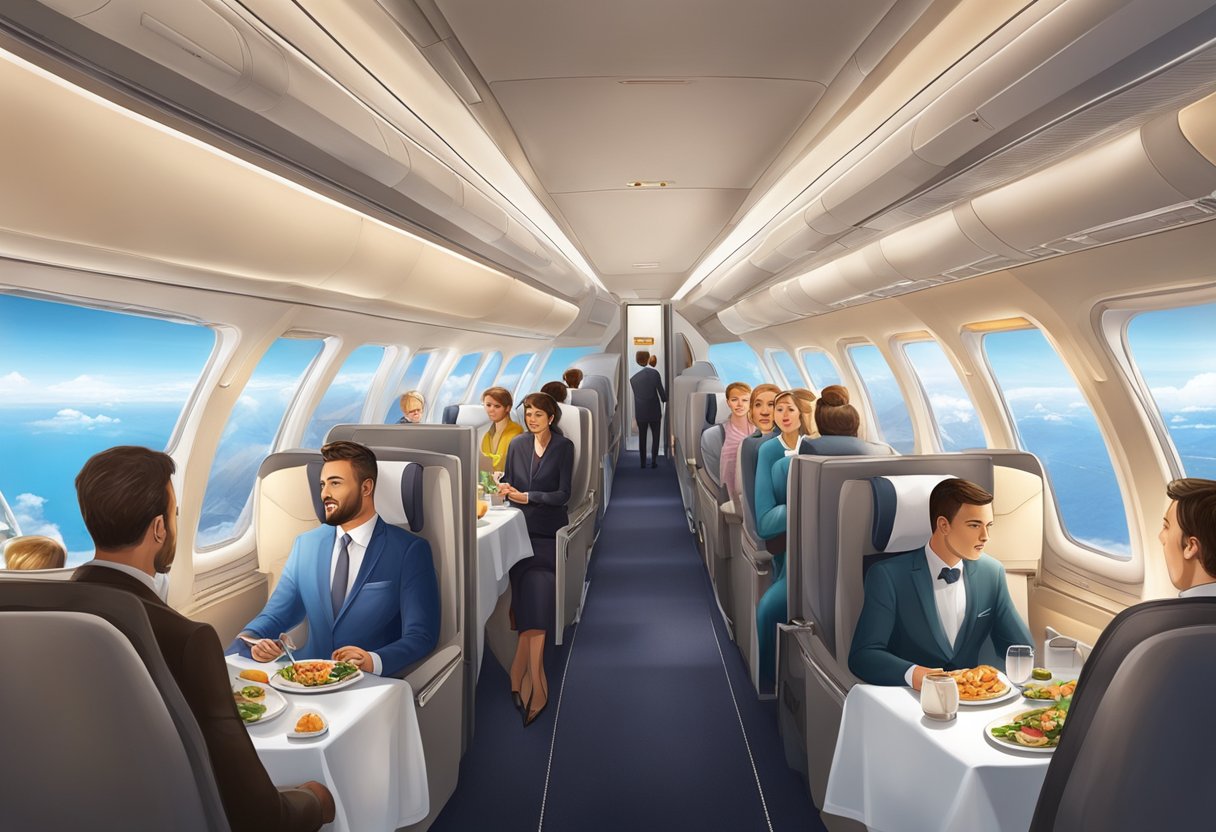 Passengers enjoy panoramic views, gourmet dining, and luxurious amenities during the flight from Singapore to Iceland