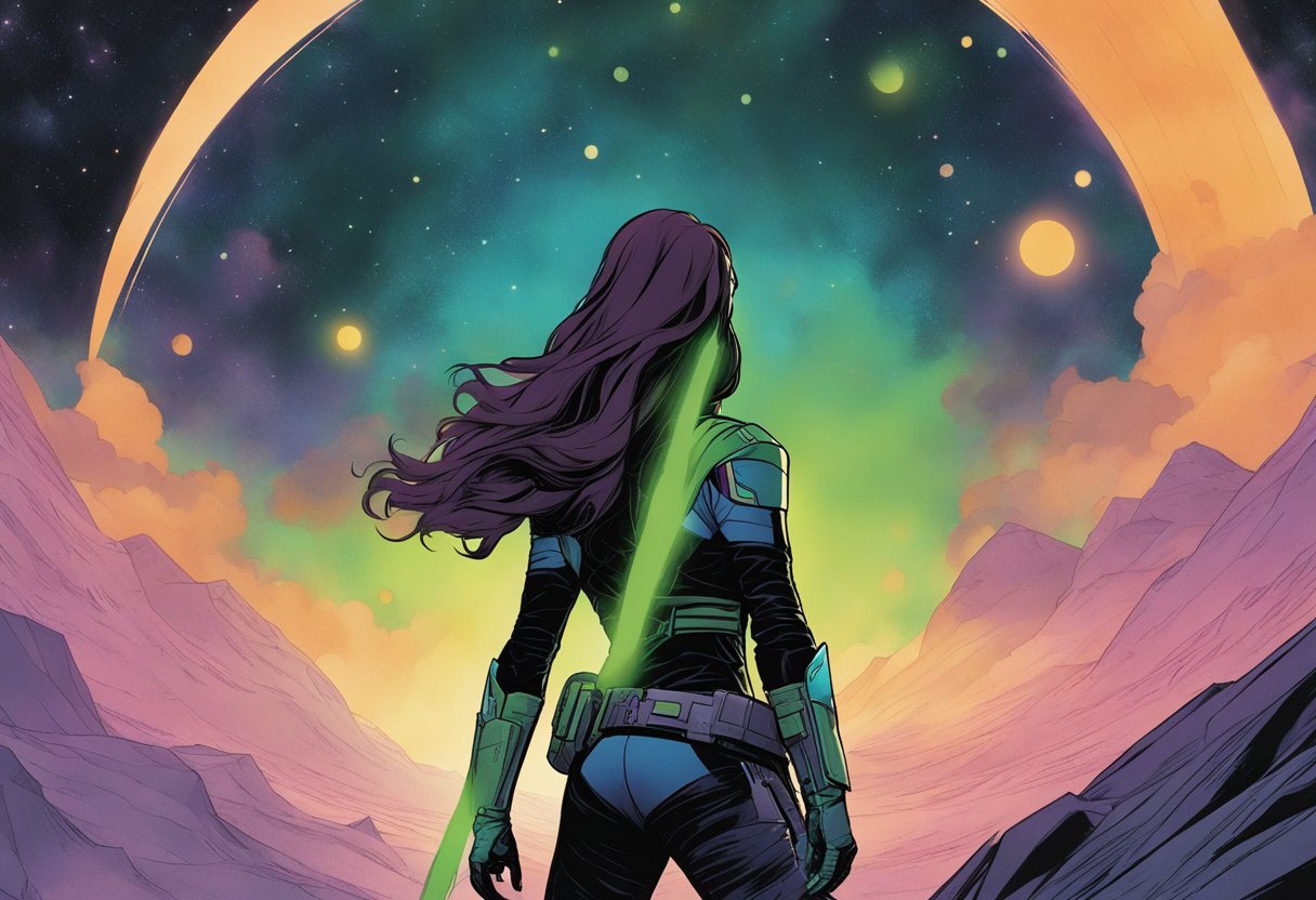 Gamora's disappearance: her silhouette vanishing into the cosmic abyss