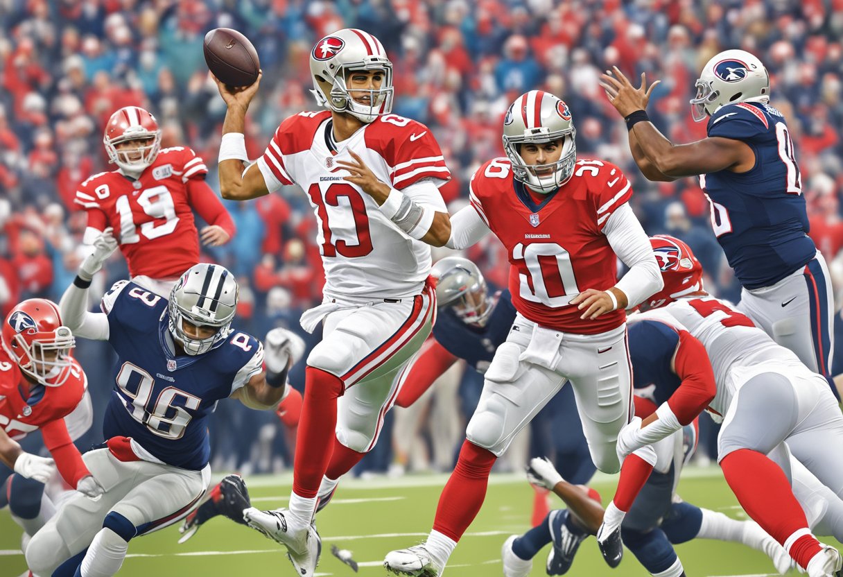 Jimmy Garoppolo's rise to prominence, shown through a series of successful football plays and victories, leading to recognition and acclaim