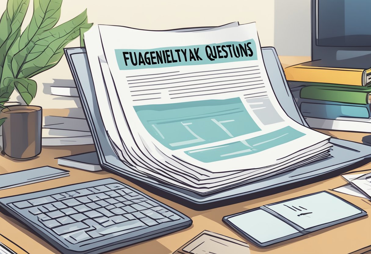A stack of papers labeled "Frequently Asked Questions" on top of a desk, with a computer screen displaying "capital gains tax singapore."