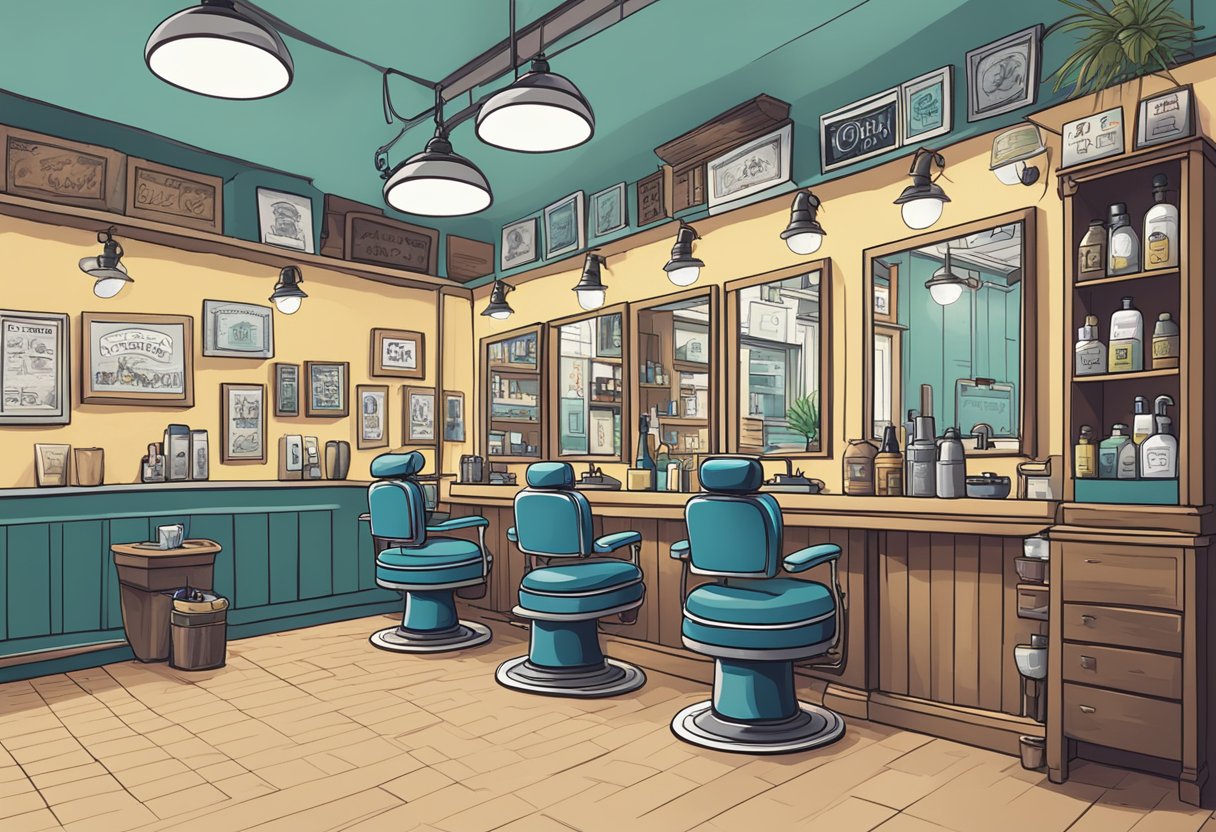 A barber shop in Singapore with a sign that reads "Frequently Asked Questions" displayed prominently