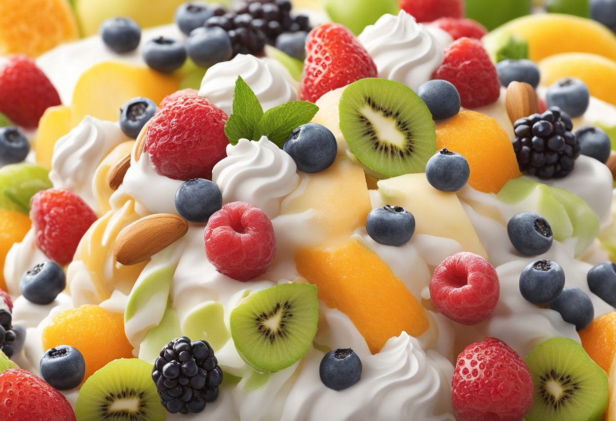 A colorful array of llaollao's frozen yogurt, surrounded by fresh fruits, nuts, and drizzled with delicious sauces, creating an inviting and mouth-watering display