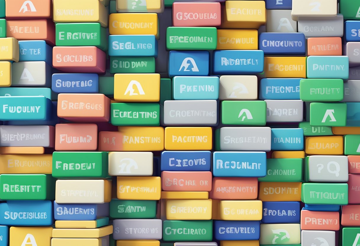 A stack of colorful "Frequently Asked Questions" tiles in Singapore