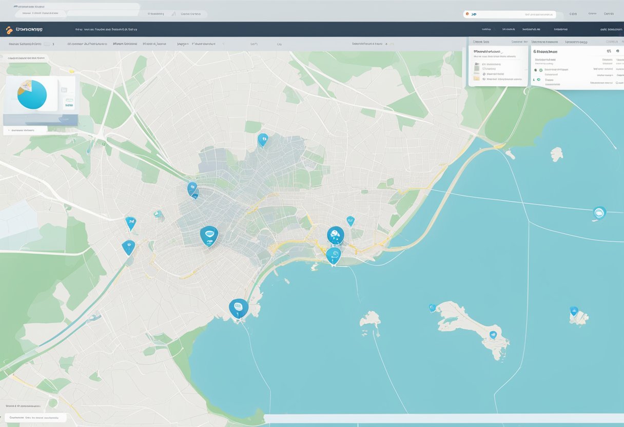A computer screen displaying real-time parcel tracking information with a map of Singapore in the background