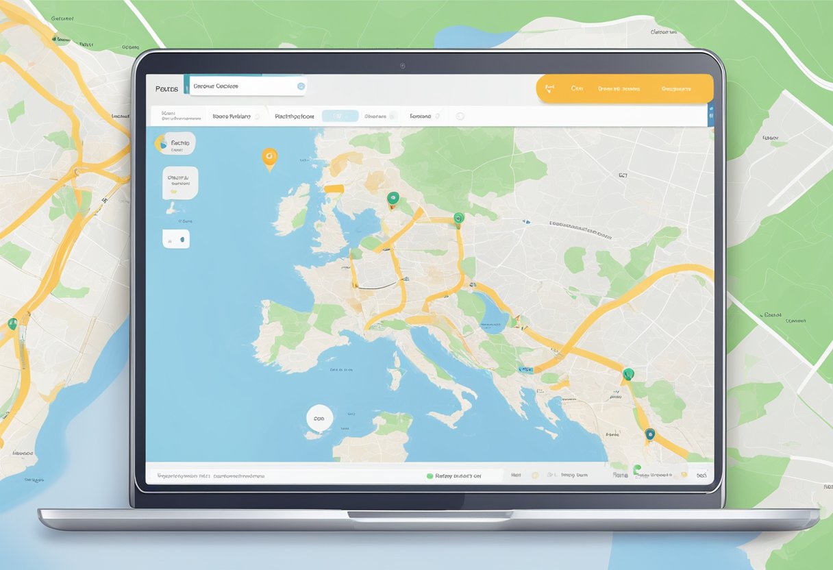 A computer screen displaying a parcel tracking website with a map and delivery status updates