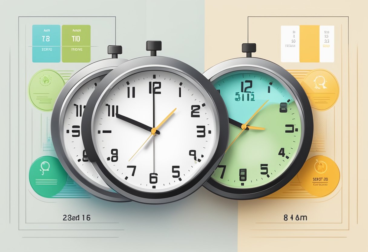 A clock showing 8:00 AM in Eastern Time and another clock showing 8:00 PM in Singapore Time, with clear labels for each time zone