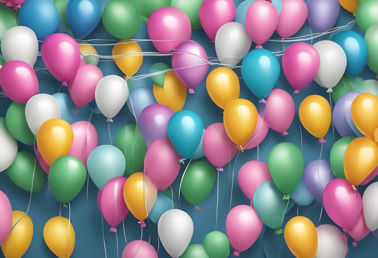 Balloons being tied to a string, arranged in a flowing pattern, and secured with tape for a DIY balloon garland