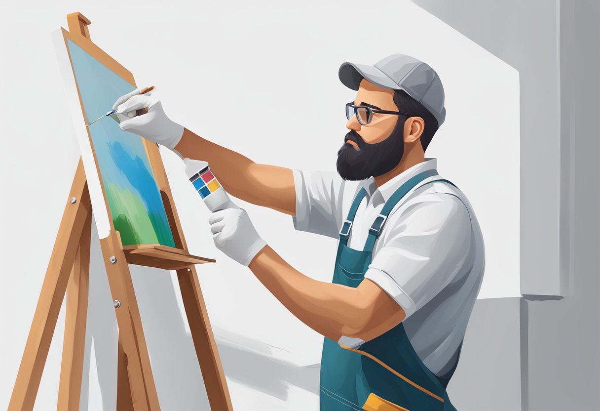 A painter meticulously applies a fresh coat of paint to a pristine white wall, showcasing precision and expertise in painting services
