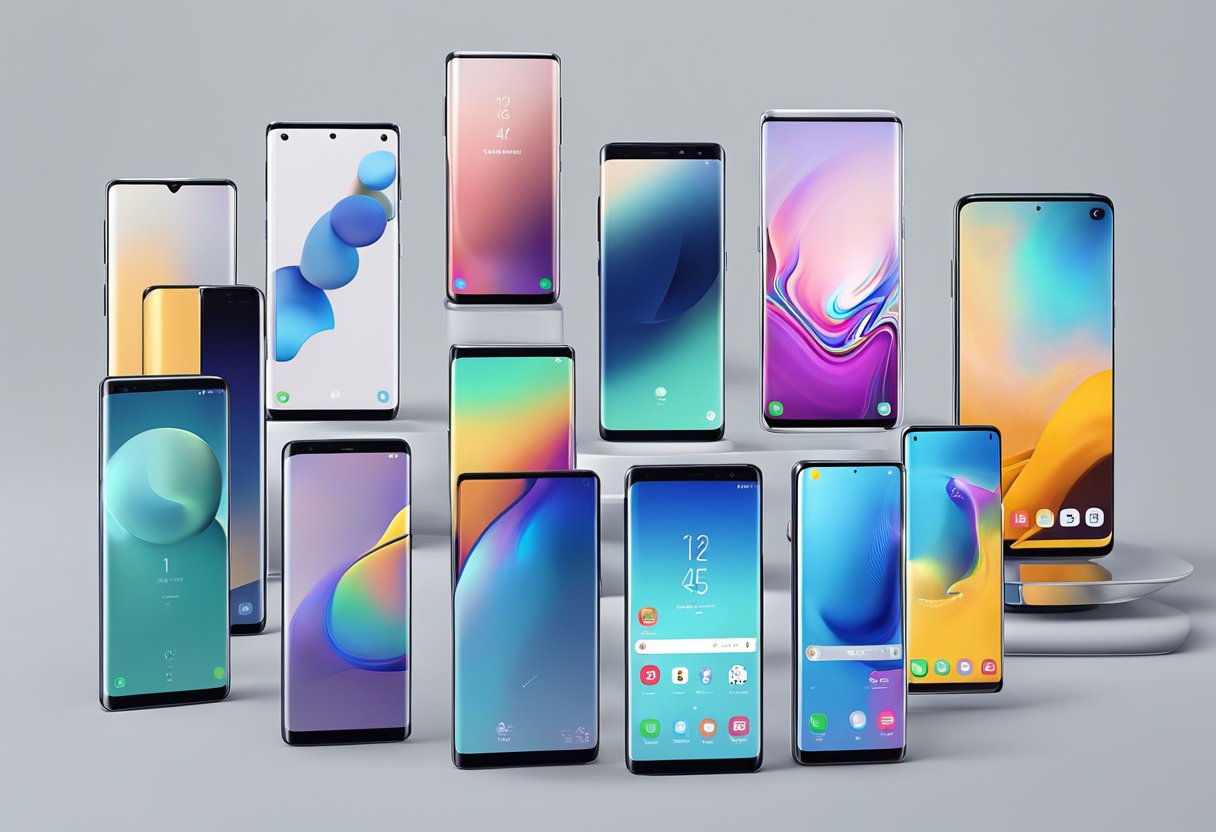 The latest Samsung Galaxy models lined up, showcasing their sleek designs and advanced features