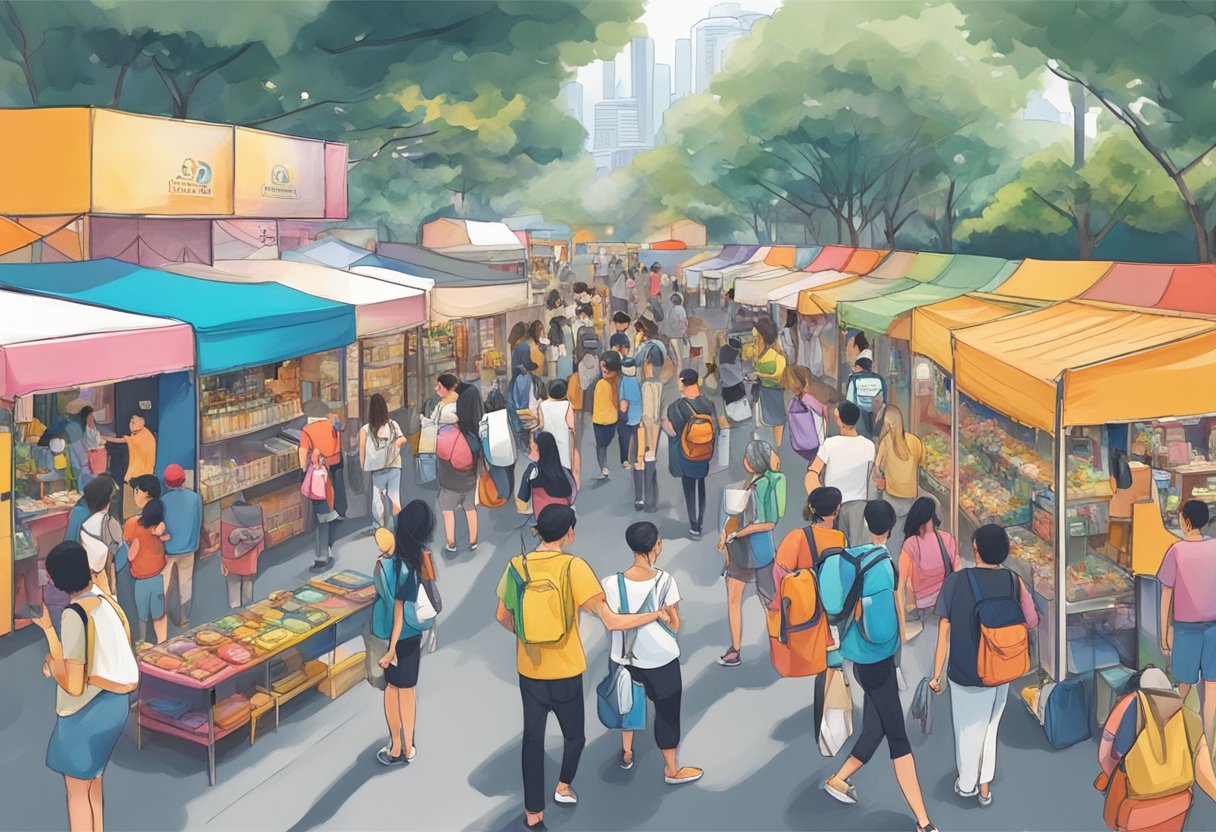 The bustling artbox Singapore event features colorful stalls, lively music, and crowds of enthusiastic visitors