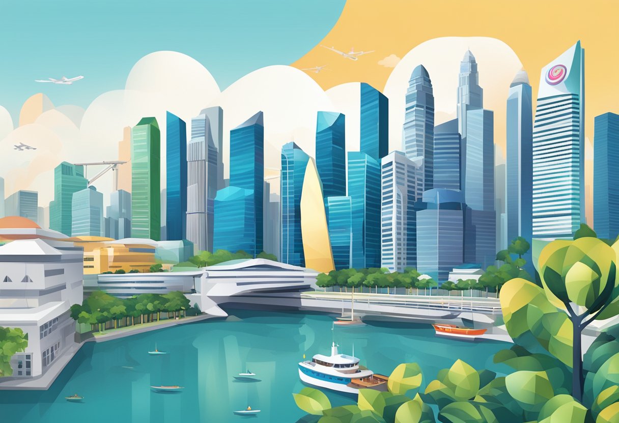 The bustling cityscape of Singapore with iconic landmarks and modern skyscrapers, showcasing the vibrant and dynamic atmosphere of Infotech Solutions