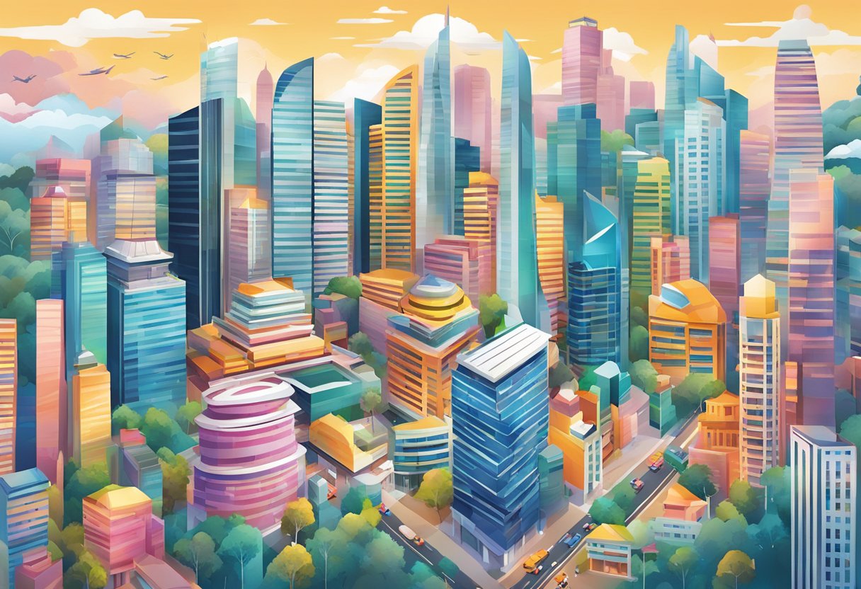 A bustling cityscape with iconic landmarks and modern architecture, showcasing the vibrant and dynamic energy of SSG Singapore