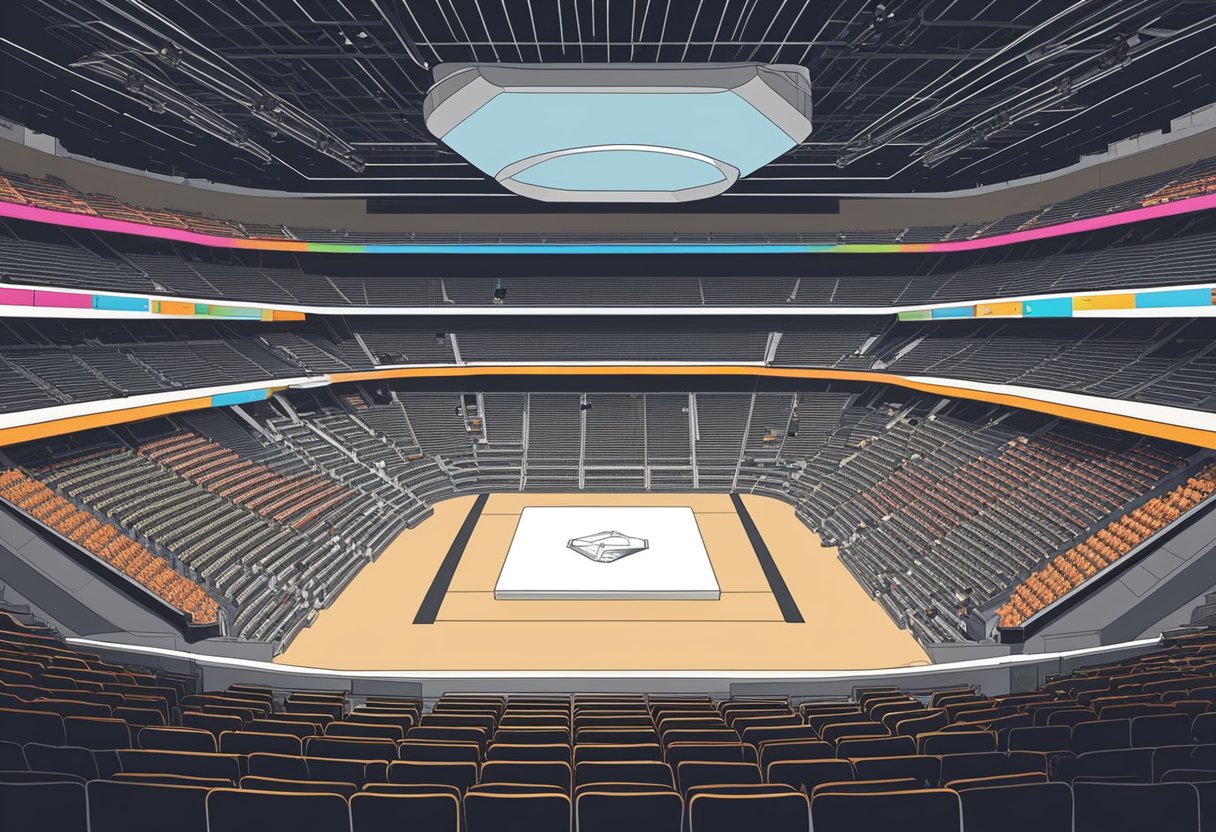 The Singapore seating plan for Taylor Swift's concert features a large stage with a catwalk extending into the crowd, surrounded by rows of seats and a standing area near the front