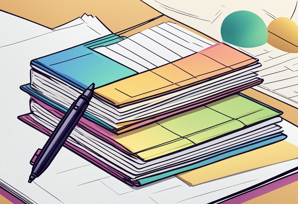 A stack of papers with "Frequently Asked Questions" written on top, next to a laptop and a pen